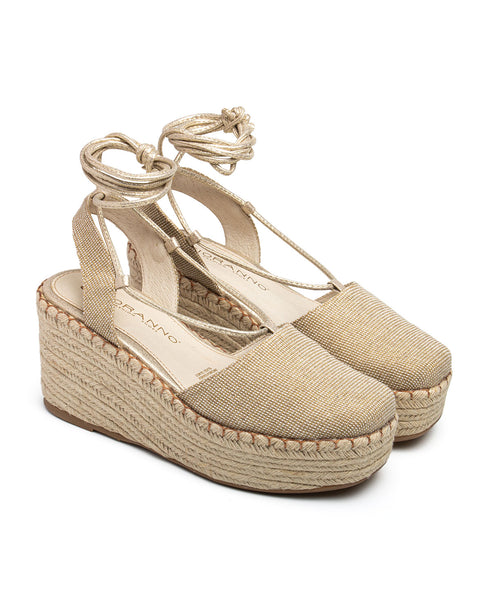 Alpargata Plataforma Cuña Lace Up Oro 7250